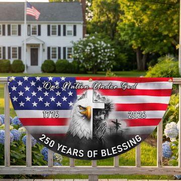 Discover Patriotic American One Nation Under God Flag, 250 Years of Blessing Fan Flag