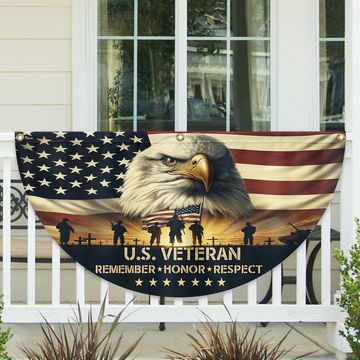 Discover Memorial Day U.S. Veteran Non-Pleated Fan Flag