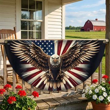 Discover Patriotic Eagle American Non-Pleated Fan Flag