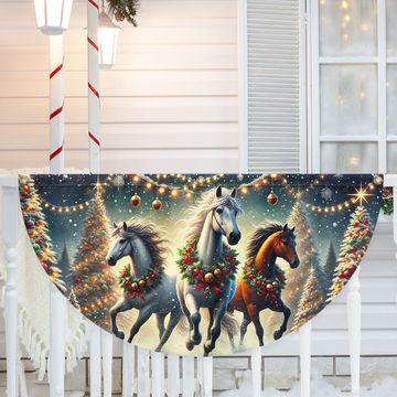 Discover Horse Christmas Non-Pleated Fan Flag