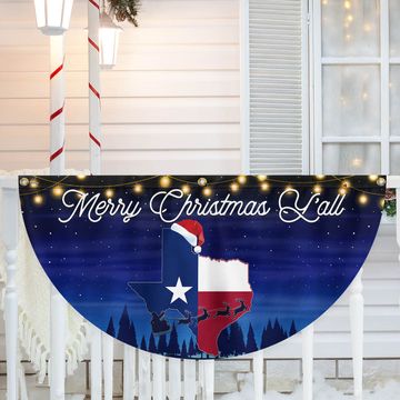 Discover Texas Merry Christmas Y'all  Non-Pleated Fan Flag