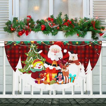 Discover Merry Christmas Santa Claus Snowman And Reindeer Non-Pleated Fan Flag