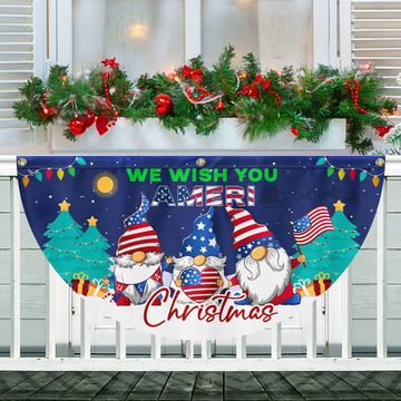 Discover Gnome Christmas We Wish You Ameri Christmas Non-Pleated Fan Flag