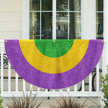 Discover Mardi Gras Carnival Fat Tuesday Non-Pleated Fan Flag