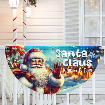 Discover Santa Claus Is Coming Christmas Non-Pleated Fan Flag