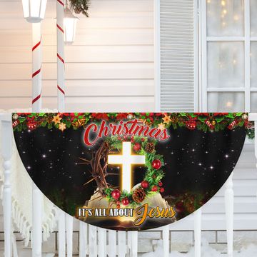 Discover Christmas It's All About Jesus Non-Pleated Fan Flag