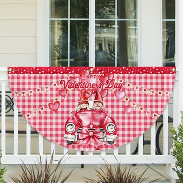 Discover Happy Valentine's Day Gnomes Non-Pleated Fan Flag