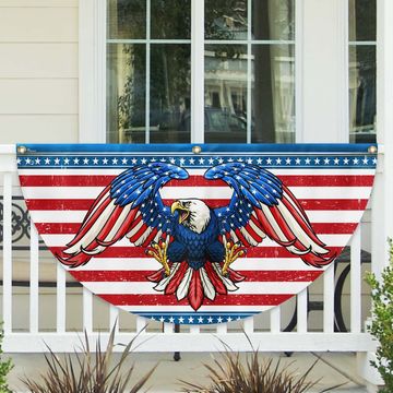 Discover Patriotic Eagle American Non-Pleated Fan Flag