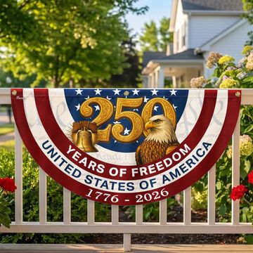 Discover 250 Years of Freedom American Fan Flag, Patriotic 1776 2026 Flag Decor