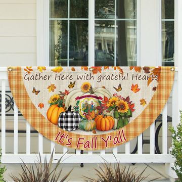 Discover Fall  West Virginia Flag It's Fall Y'all Halloween Pumpkin Thanksgiving Non-Pleated Fan Flag