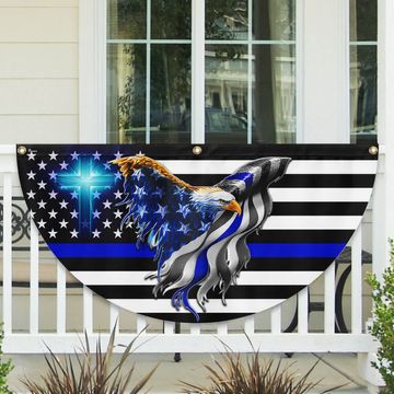 Discover Flagwix American Flag - The Thin Blue Line. Police. Law Enforcement American Eagle Non-Pleated Fan Flag