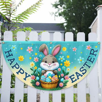 Discover Happy Easter Bunny Non-Pleated Fan Flag