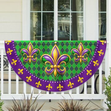 Discover Fleur-de-lis Mardi Gras Non-Pleated Fan Flag