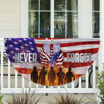 Discover Patriot Day September 11th Never Forget Twin Tower Memorial Non-Pleated Fan Flag