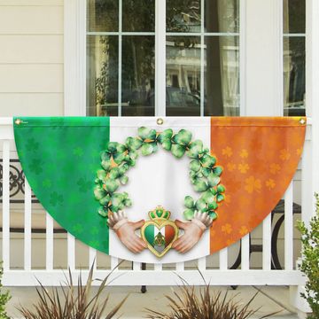 Discover Claddagh With Shamrock, Irish St. Patrick’s Day Non-Pleated Fan Flag