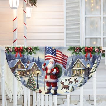 Discover Santa Claus We Wish You Ameri Christmas Non-Pleated Fan Flag