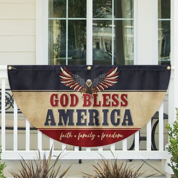 Discover God Bless America Faith Family Freedom Non-Pleated Fan Flag