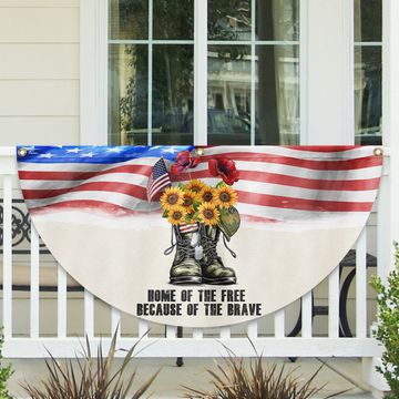 Discover Memorial Day Veterans, Home Of The Free American Non-Pleated Fan Flag