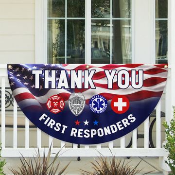 Discover First Responder Thank You Non-Pleated Fan Flag