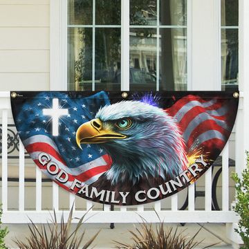 Discover Patriotic Eagle God Family Country Non-Pleated Fan Flag