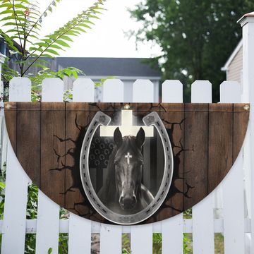 Discover Horse Hoof Print Christian Cross Horse Non-Pleated Fan Flag