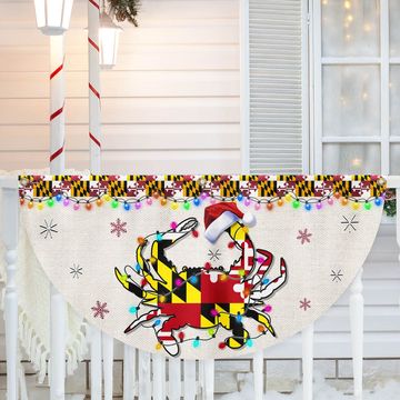 Discover Maryland Christmas Flag Crab Christmas Non-Pleated Fan Flag