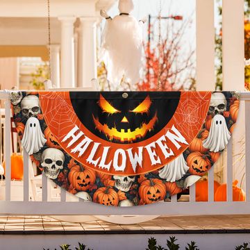 Discover Halloween Pumpkins Ghost Spider Web Halloween Spooky Ghost Non-Pleated Fan Flag