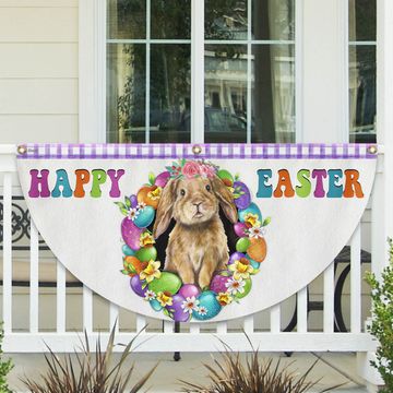 Discover Happy Easter Bunny  Non-Pleated Fan Flag
