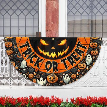 Discover Scary Pumpkin Trick Or Treat Happy Halloween Non-Pleated Fan Flag TPT2175FLn