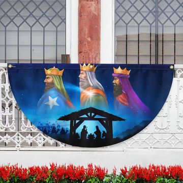 Discover Nativity Three Wise Men We Three Kings Jesus Christmas Non-Pleated Fan Flag