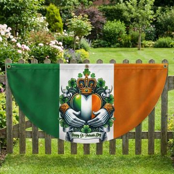 Discover Happy St. Patrick’s Day Claddagh Symbol Irish Non-Pleated Fan Flag