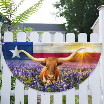Discover Texas Longhorn Bluebonnet Non-Pleated Fan Flag