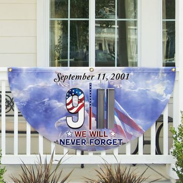 Discover 911 Patriot Day Never Forget September 11th Twin Towers 9/11 Non-Pleated Fan Flag