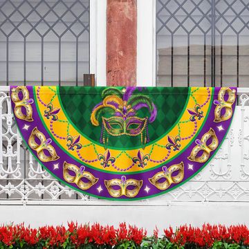 Discover Fleur-de-lis Mardi Gras  Louisiana Non-Pleated Fan Flag