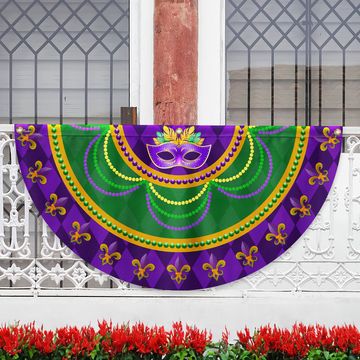 Discover Mardi Grass Mask of Carnival, Non-Pleated Fan Flag