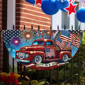 Discover Flagwix American Flag - Happy 4th Of july Red Pickup Truck Non-Pleated Fan Flag