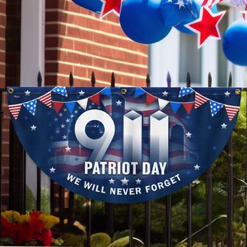 Discover 911 Patriot Day September 11th 9/11 Never Forget Non-Pleated Fan Flag