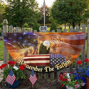 Discover Veterans Day Flag Remember the Fallen Honoring All Who Served Non-Pleated Fan Flag 3-Day Shipping