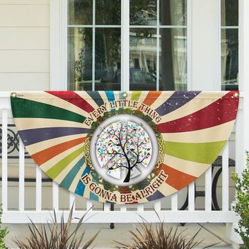 Discover Hippie Every Little Thing Is Gonna Be Alright Non-Pleated Fan Flag