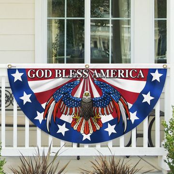 Discover God Bless America Patriotic Eagle Non-Pleated Fan Flag