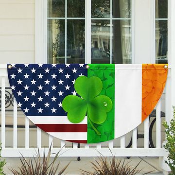 Discover Irish Shamrock American Non-Pleated Fan Flag