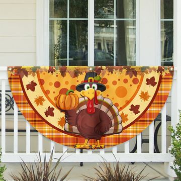Discover Thanksgiving Turkey Fall Non-Pleated Fan Flag