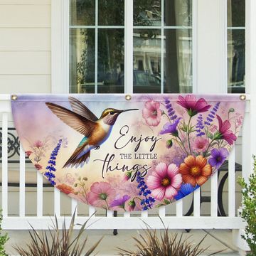 Discover Hummingbird Enjoy The Little Things Non-Pleated Fan Flag