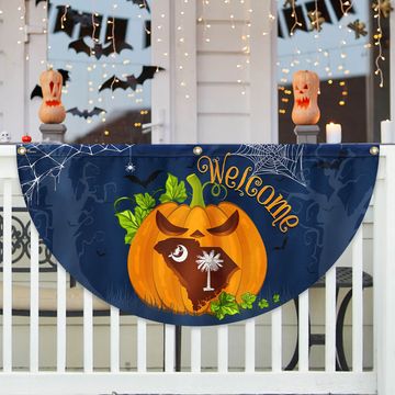 Discover Welcome South Carolina Pumpkins Happy Fall Halloween Non-Pleated Fan Flag