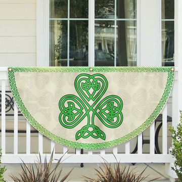 Discover Irish Celtic Shamrock St. Patrick's Day Non-Pleated Fan Flag