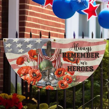 Discover Memorial Day Always Remember Our Heroes Non-Pleated Fan Flag