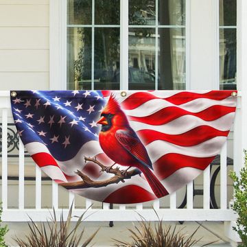 Discover Patriotic Cardinal American Non-Pleated Fan Flag
