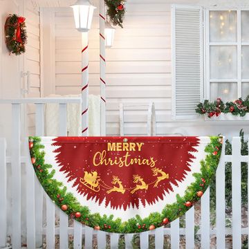 Discover Merry Christmas Santa Claus Reindeer Non-Pleated Fan Flag