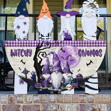 Discover Halloween Witchy Gnomes Non-Pleated Fan Flag