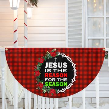 Discover Jesus Is The Reason For The Season Christmas Non-Pleated Fan Flag